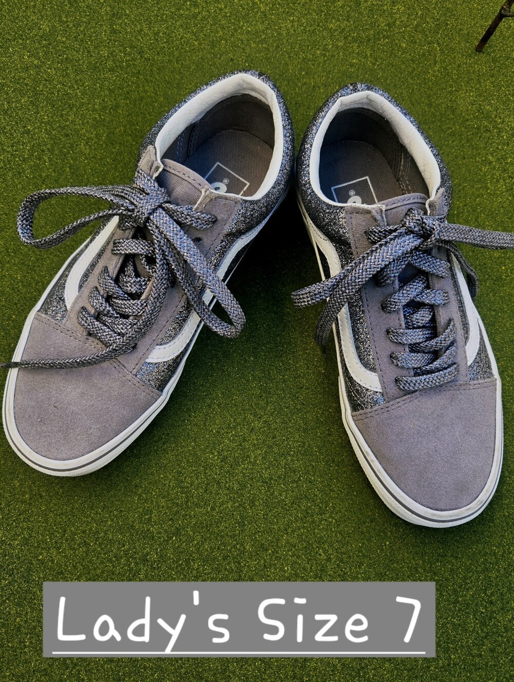 Vans 7 OLD SKOOL Glitter Low-Top Sneakers GREAT TREAD SPARKLY Y2K SKATER VIBES - Picture 2 of 14